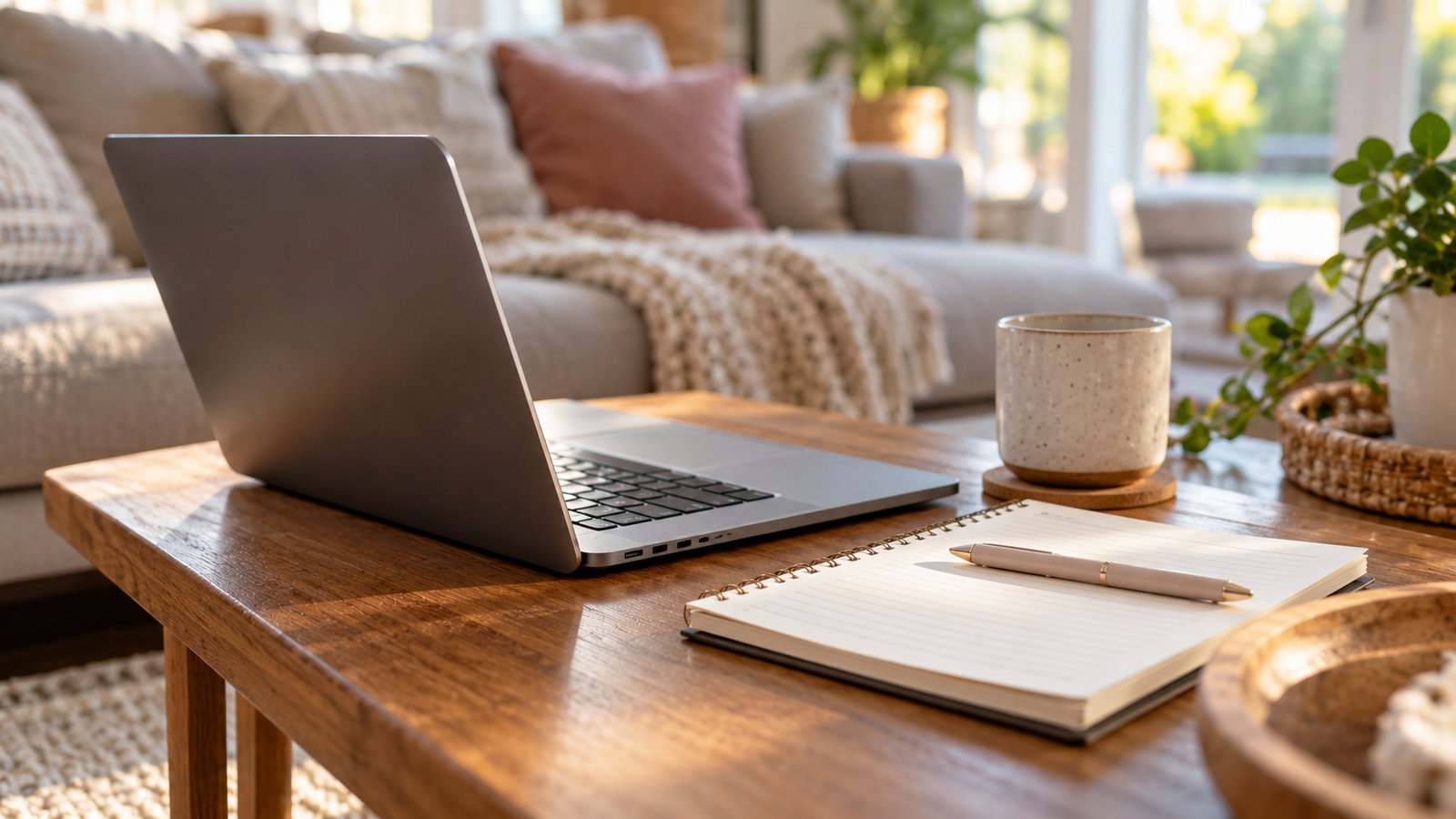 A laptop and notepad on a living room coffee table - Frequently Asked Questions