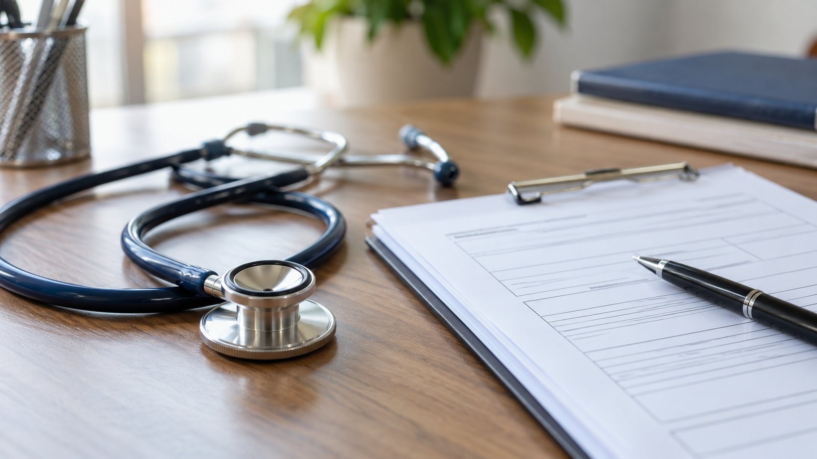 A stethoscope and blank application forms on a desk - Riders, Underwriting and Contestability