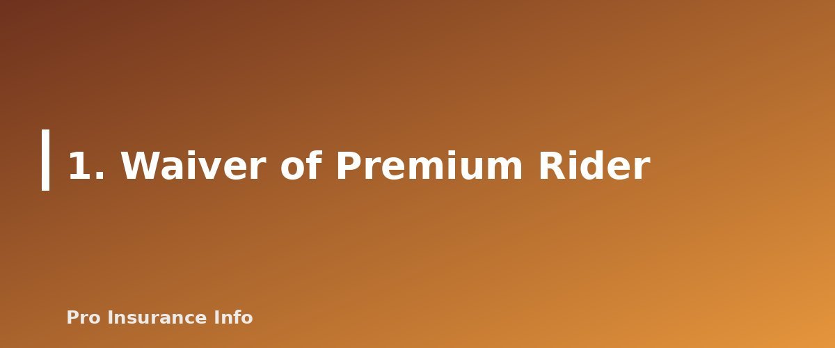 1. Waiver of Premium Rider - section banner for Life Insurance Riders Explained
