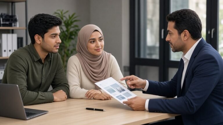 Young couple meeting with an advisor to compare life insurance riders