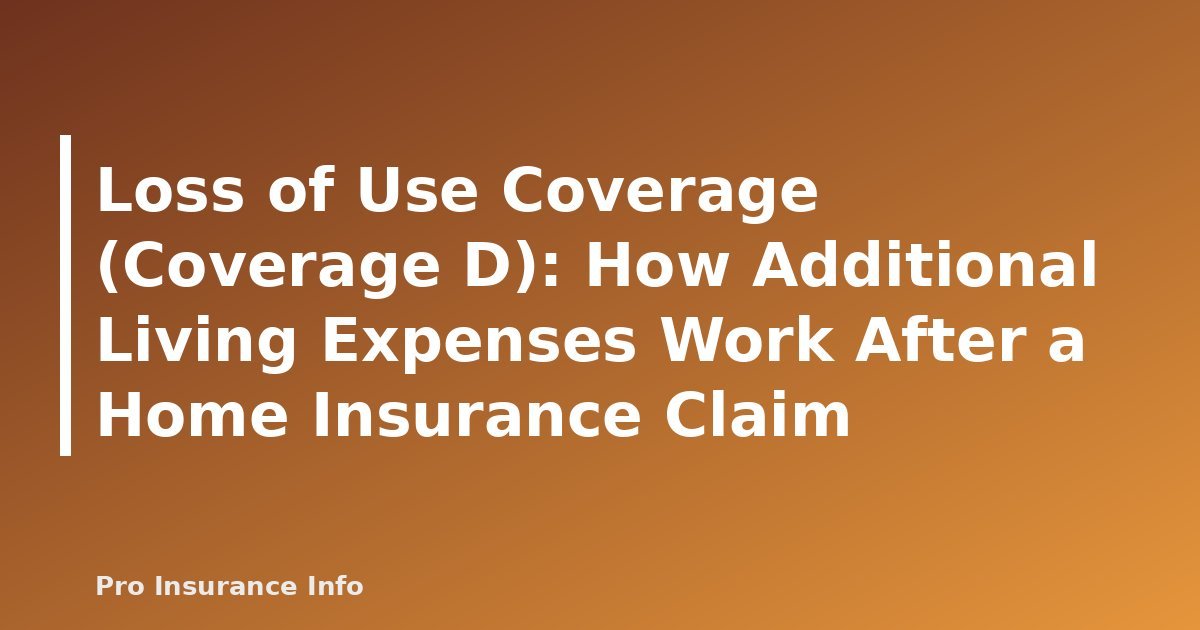 Loss of Use Coverage (Coverage D): How Additional Living Expenses Work After a Home Insurance Claim - featured image