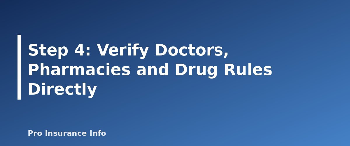 Step 4: Verify Doctors, Pharmacies and Drug Rules Directly - section banner for Medicare Annual Enrollment Period