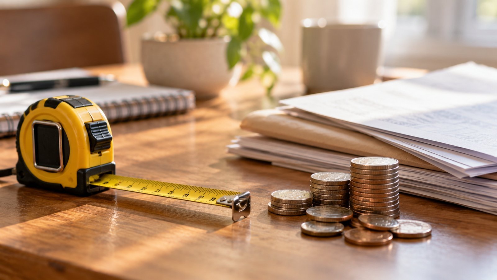 A measuring tape and coins on a desk beside folded papers - Limits, Sublimits and Deductibles