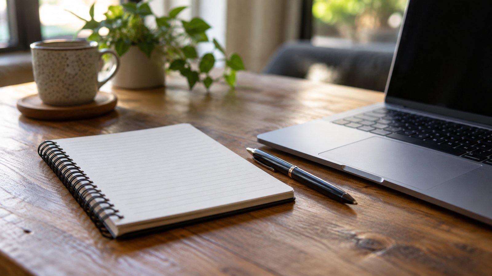 A notepad, laptop and pen on a table - Questions to Ask Before You Buy or Enroll
