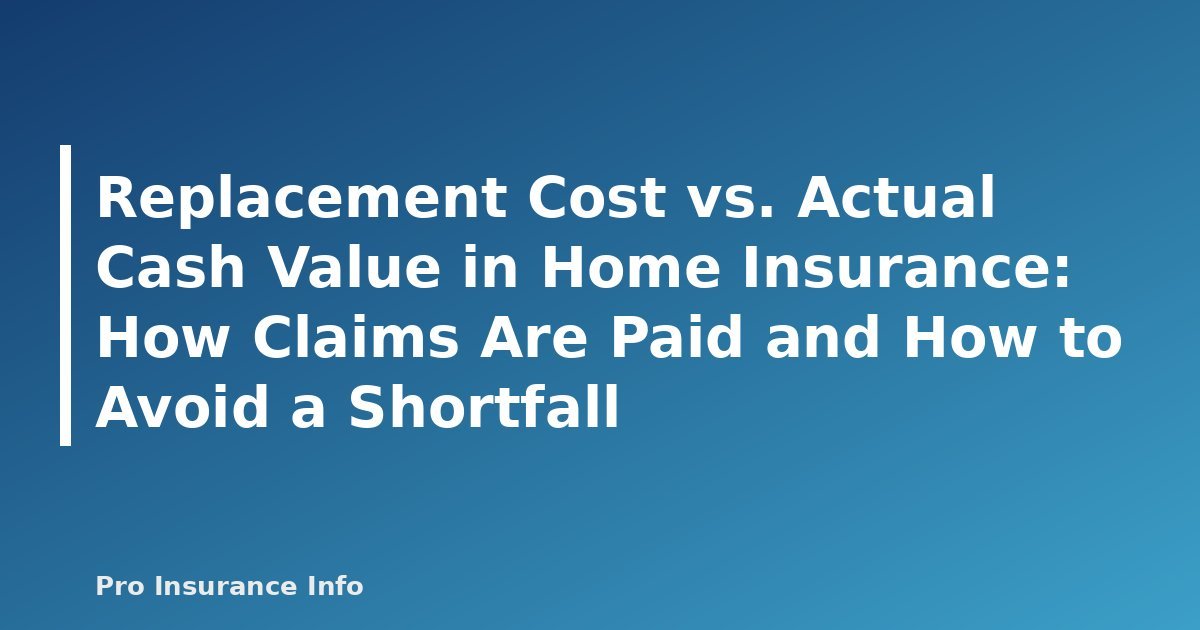 Replacement Cost vs. Actual Cash Value in Home Insurance: How Claims Are Paid and How to Avoid a Shortfall - featured image