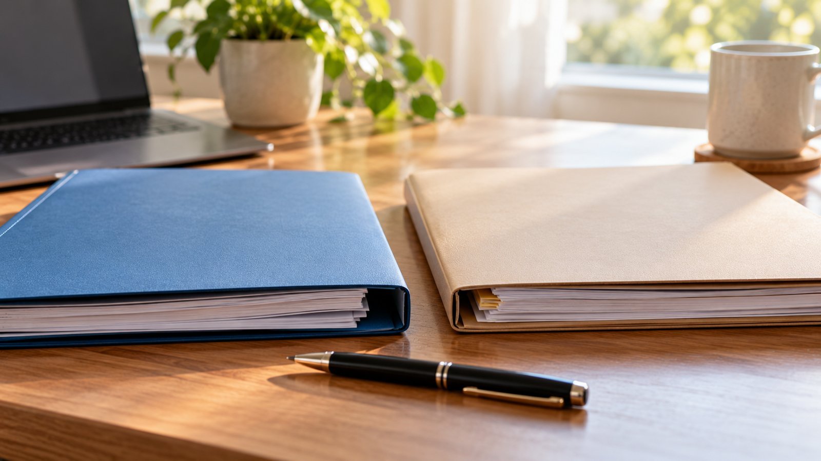 Two folders and a pen on a desk, representing different programs - Disability Insurance Versus Social Security Disability