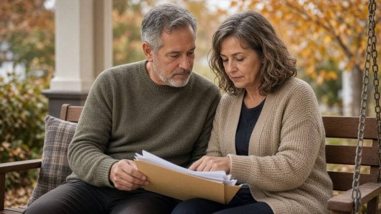 Couple in their late fifties reviewing their options as their term life policy nears its end